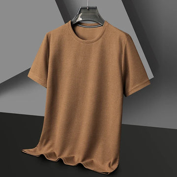 Men's New Summer Waffle round Neck Short Sleeve T-Shirt Comfortable Breathable