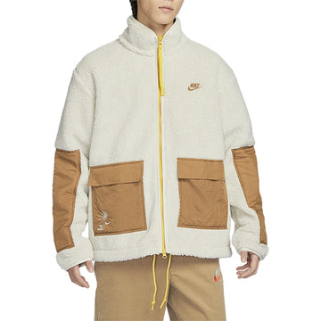Men's Official Nike JORDAN Patchwork Faux Shearling Jacket