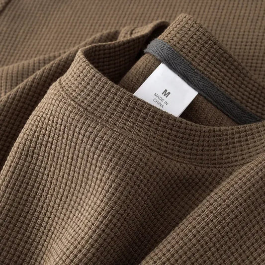 New summer short sleeve waffle neck T-shirt, comfortable and breathable