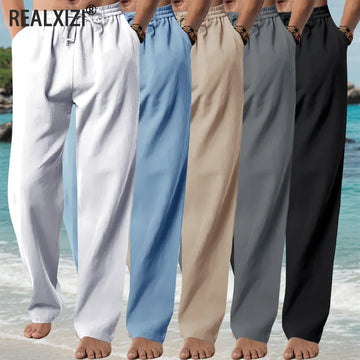 Men's casual long summer pants, loose and breathable