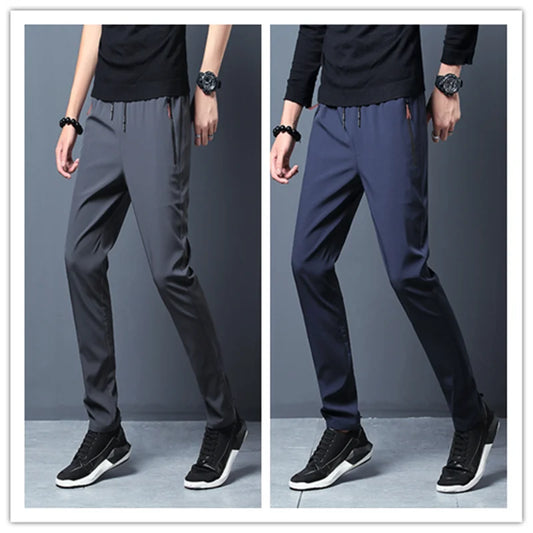 Men's casual pants slim stretch fit elastic waist Korean jogger