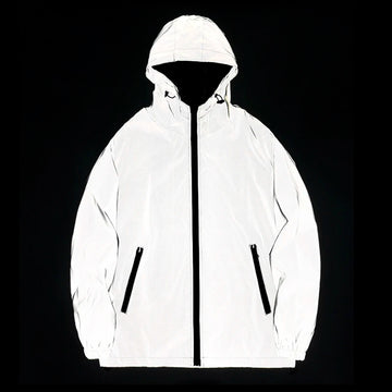 NEW SIZE Night Reflective Jackets Double Fabric Windbreaker Hooded Jacket Men